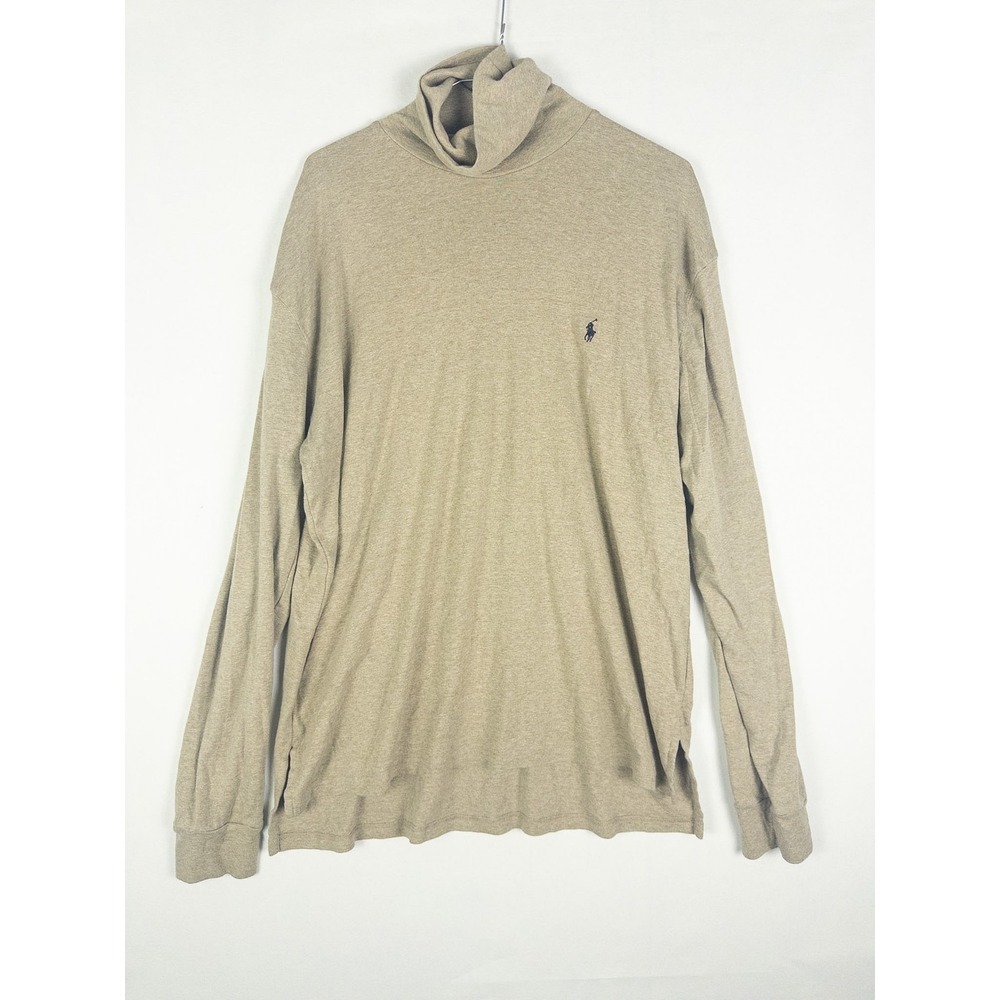 Polo Ralph Lauren Turtleneck Long Sleeve Shirt Mens XL Tan Oatmeal Old Money Pre